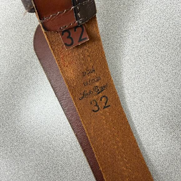 Lucky Brand Leather Belt Mens 32 Brown Colorblock Metal Buckle Casual Classic - Picture 5 of 7